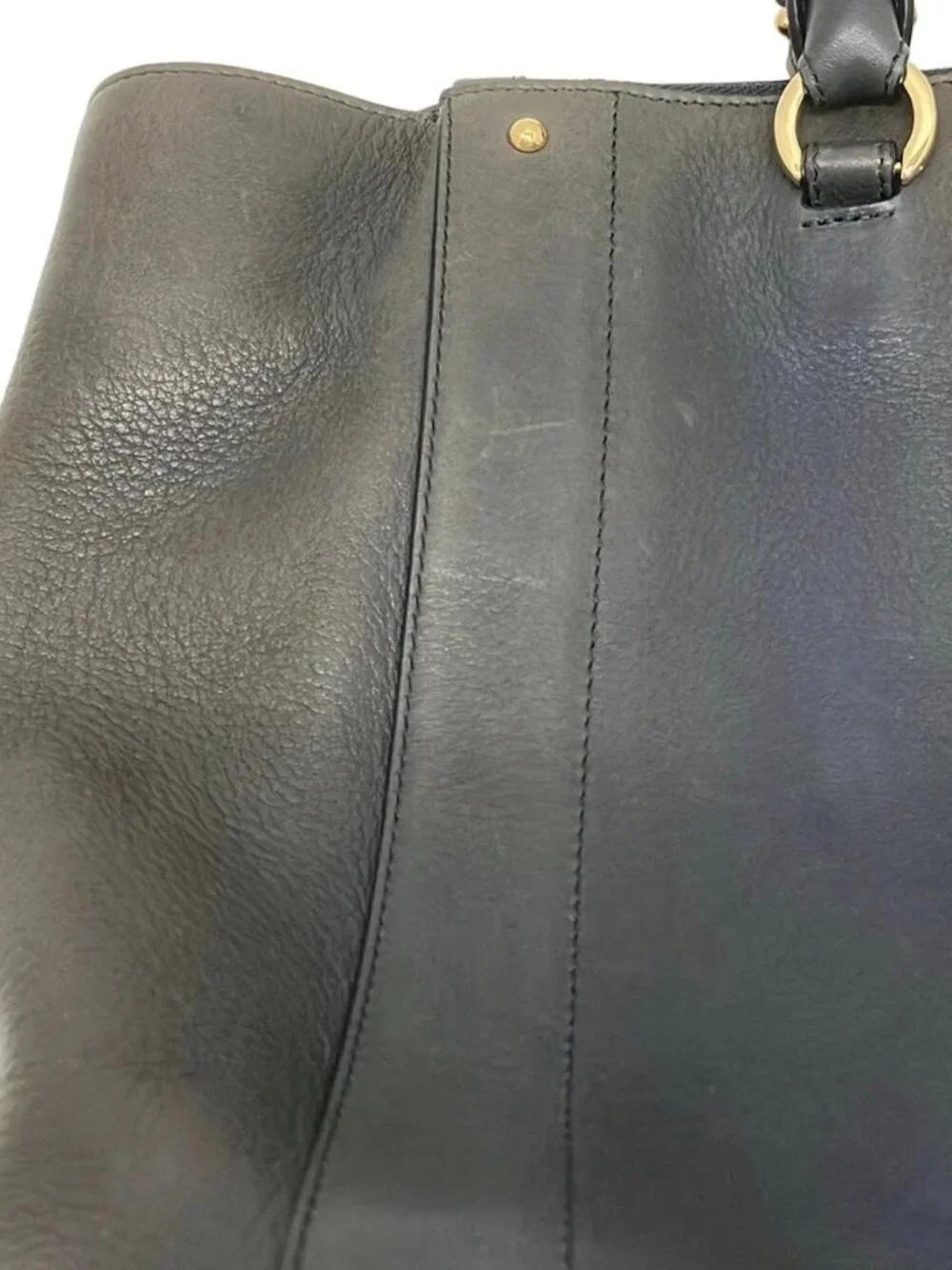 Salvatore Ferragamo EZ-21 G187 Dark Navy Gray Leather Tote Bag